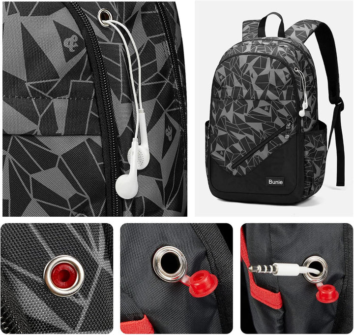 bunie Rucksack für Jungen Grosse Büchertasche Wasserdichte Schultasche Federmäppchen Umhängetasche S