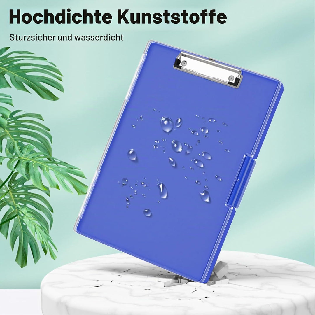 Piasoenc Klemmbrett mit Aufbewahrung, Klemmbretter mit 2 Aufbewahrungsboxen und A4-Papierordner, kla