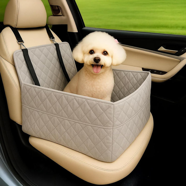 Hunde Autositz für kleine &amp; mittelgrosse bis 25kg mit Sicherheitsleine &amp; Aufbewahrungstaschen abnehm