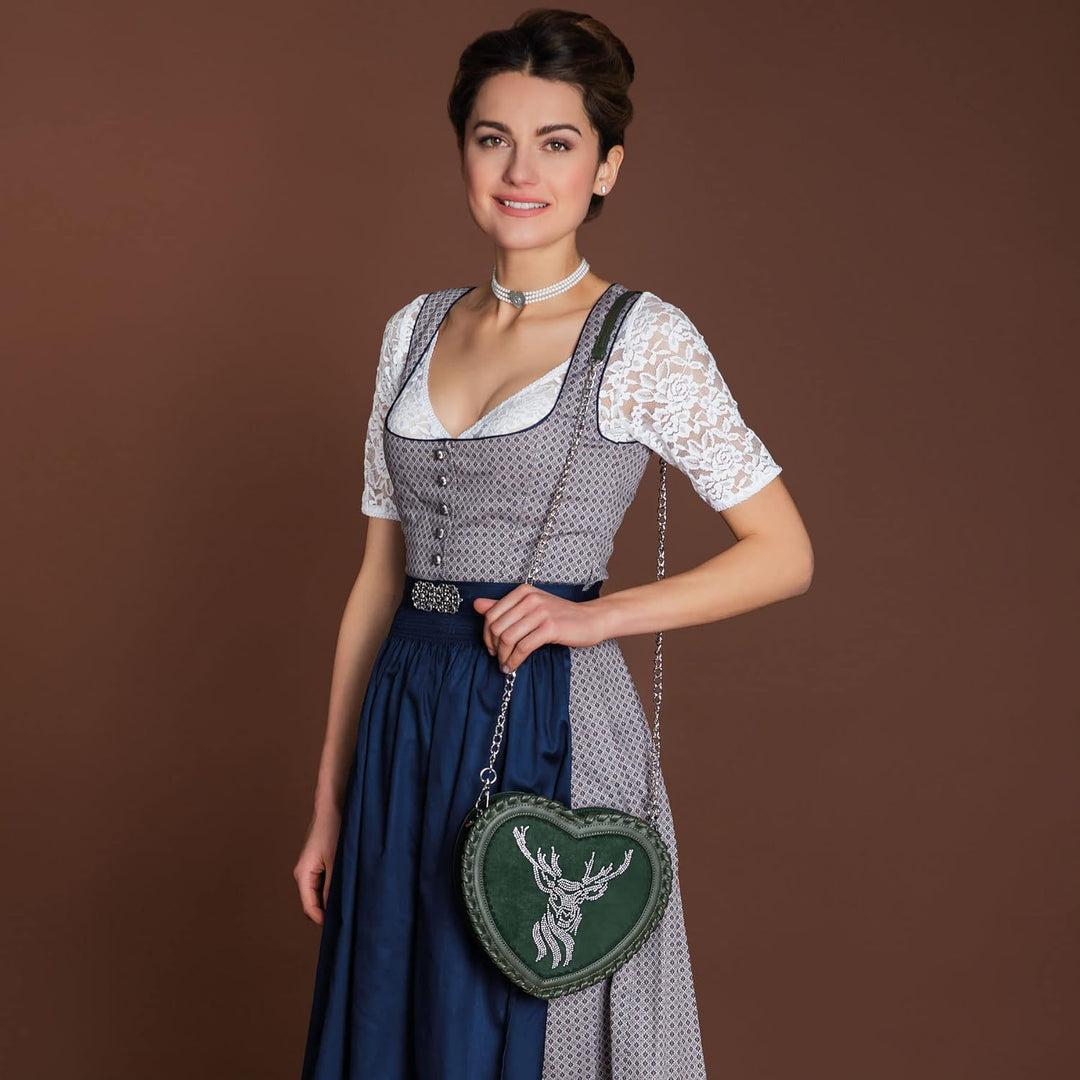Alpenflüstern Trachten-Herzhandtasche Strasshirsch - Damen Trachten Handtasche, Schultertasche fürs