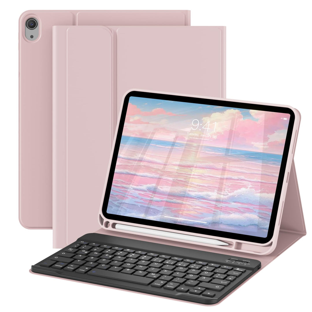 Hülle mit Tastatur für iPad A16 11 Generation 2025/10 Generation 2022 (11/10.9 Zoll), QWERTZ Layout,