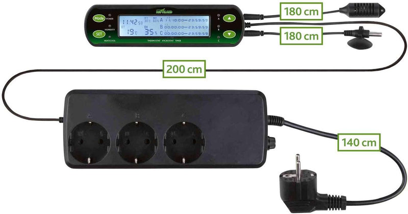 Trixie 76125 Thermostat/Hygrostat, digital, drei Schaltkreise, 16 × 4 cm dreai Schaltkreise, dreai S