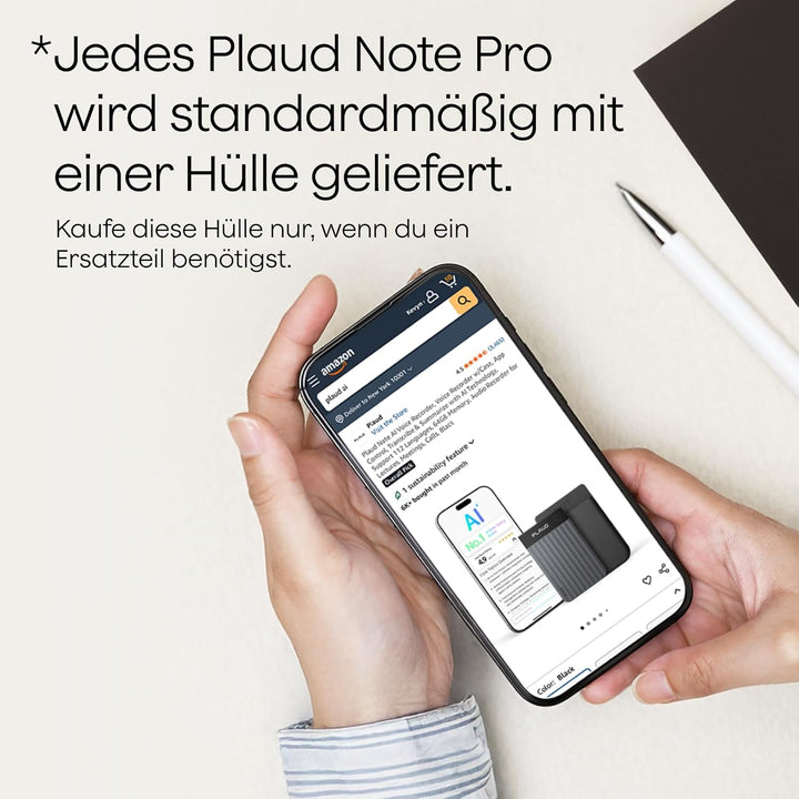 Plaud Note Pro und Magnetische Hülle im Bundle(Dunkelblau), KI Digitales Diktiergerät App-Steuerung,