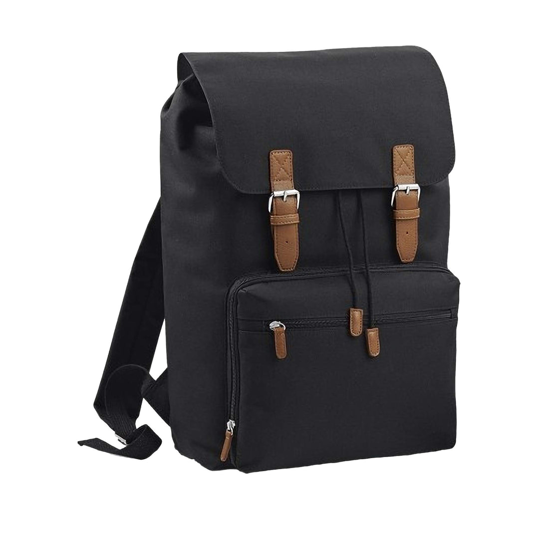 BagBase Vintage Laptop Backpack, 30 x 46 x 17 cm, Black Schwarz, Schwarz