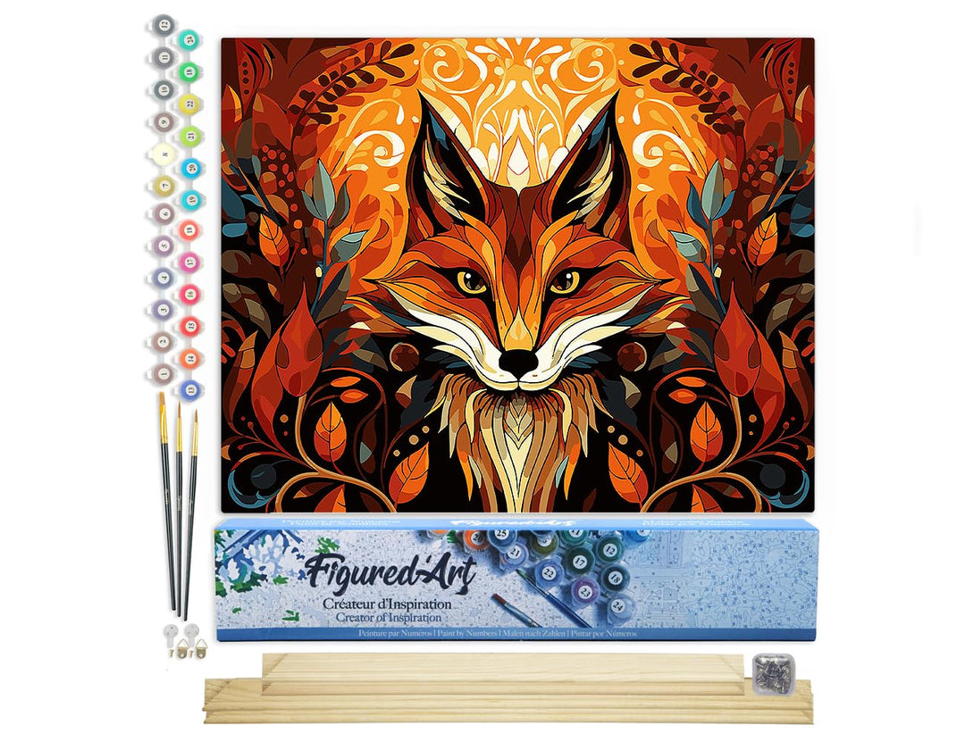Figured'Art Malen Nach Zahlen Erwachsene Mit Rahmen Fuchs Art Deco - Paint by Numbers Basteln DIY Ba