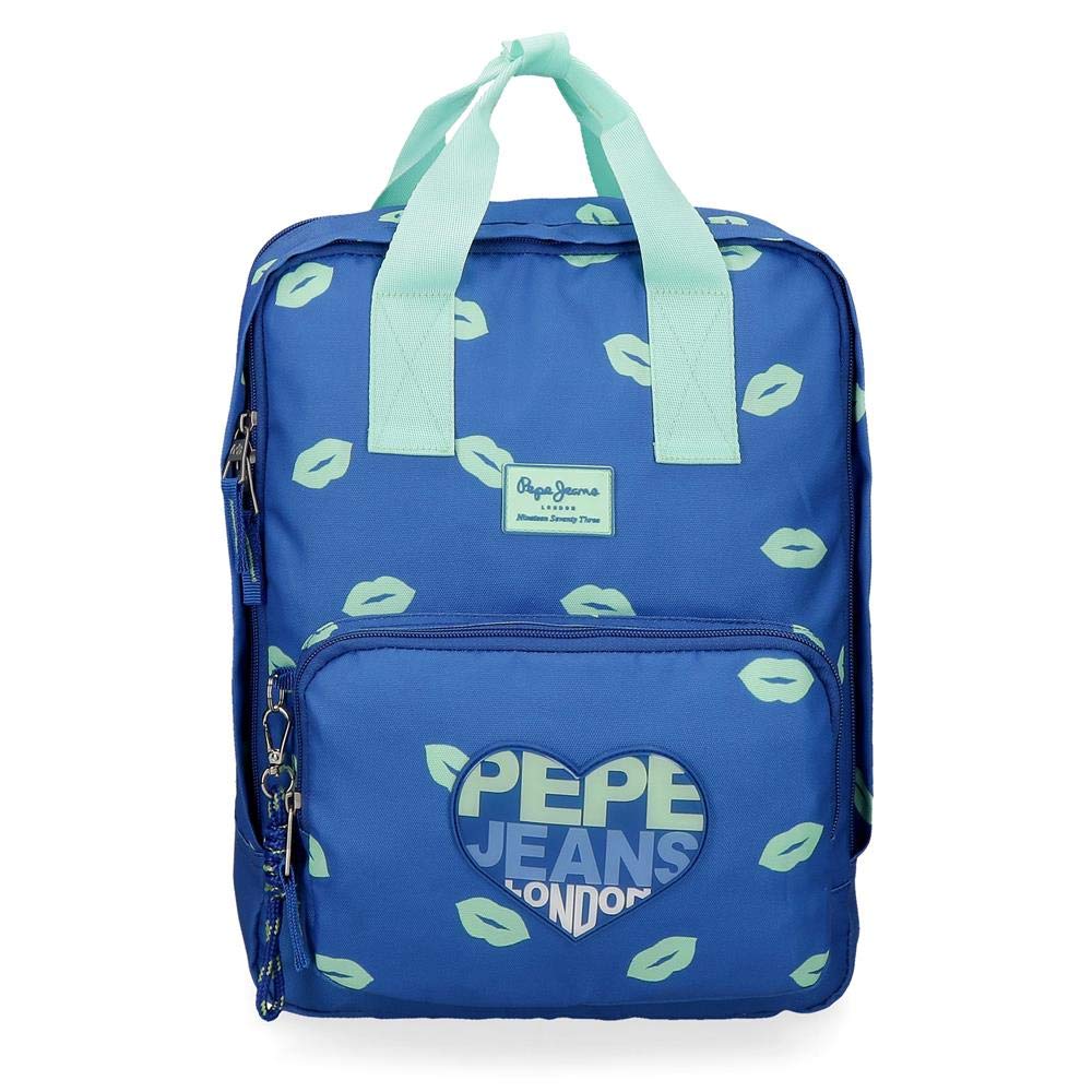 Pepe Jeans Ruth Anpassbarer Laptop-Rucksack Blau 30x40x13 cms Polyester 14" 15.6L Adaptiver PC-Rucks