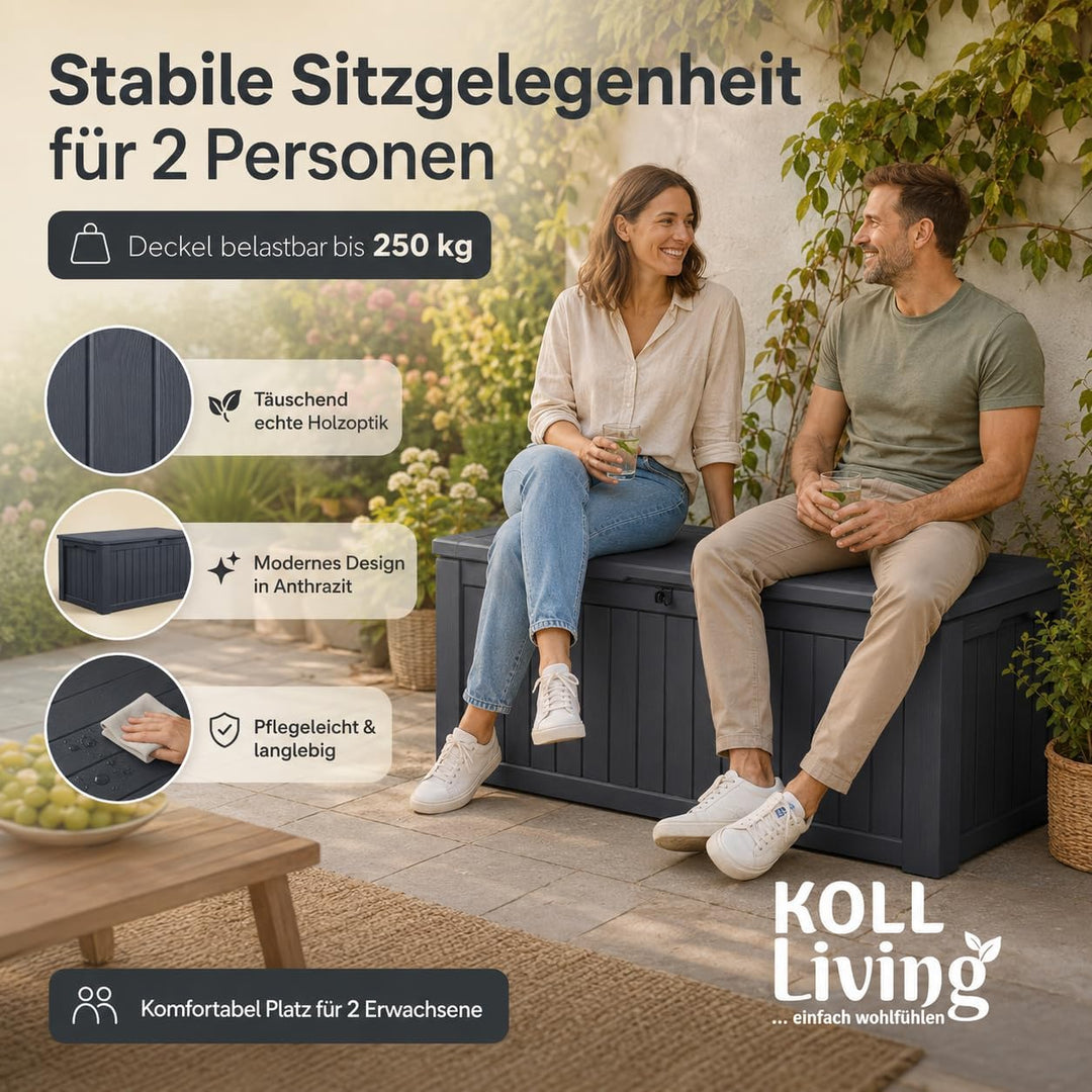 Koll Living Auflagenbox/Kissenbox 570 Liter l 100% Wasserdicht l mit Belüftung dadurch kein übler Ge