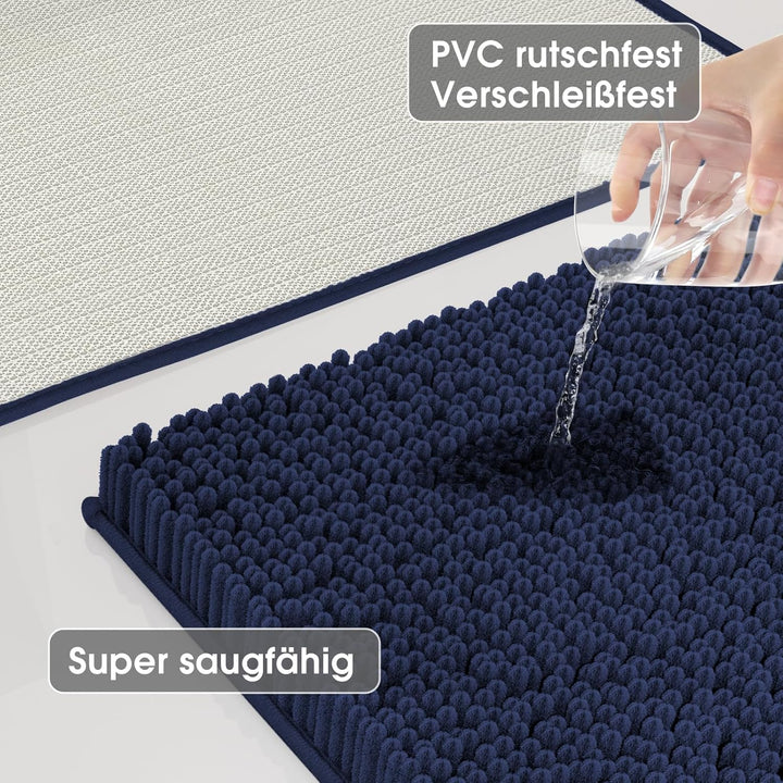Badvorleger Set 3-Teilig-Weiches Badematten Set mit Rutschfester, Chenille Saugfähige Badteppiche Se
