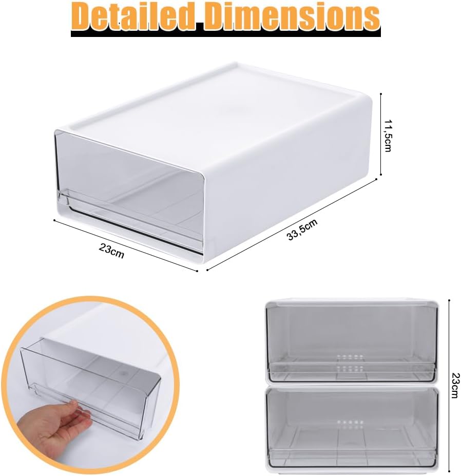 2 Stück Schreibtisch Schubladenbox a4 Gross, Büro Organizer Plastic mit Schubladen Stapelbar, Aufbew