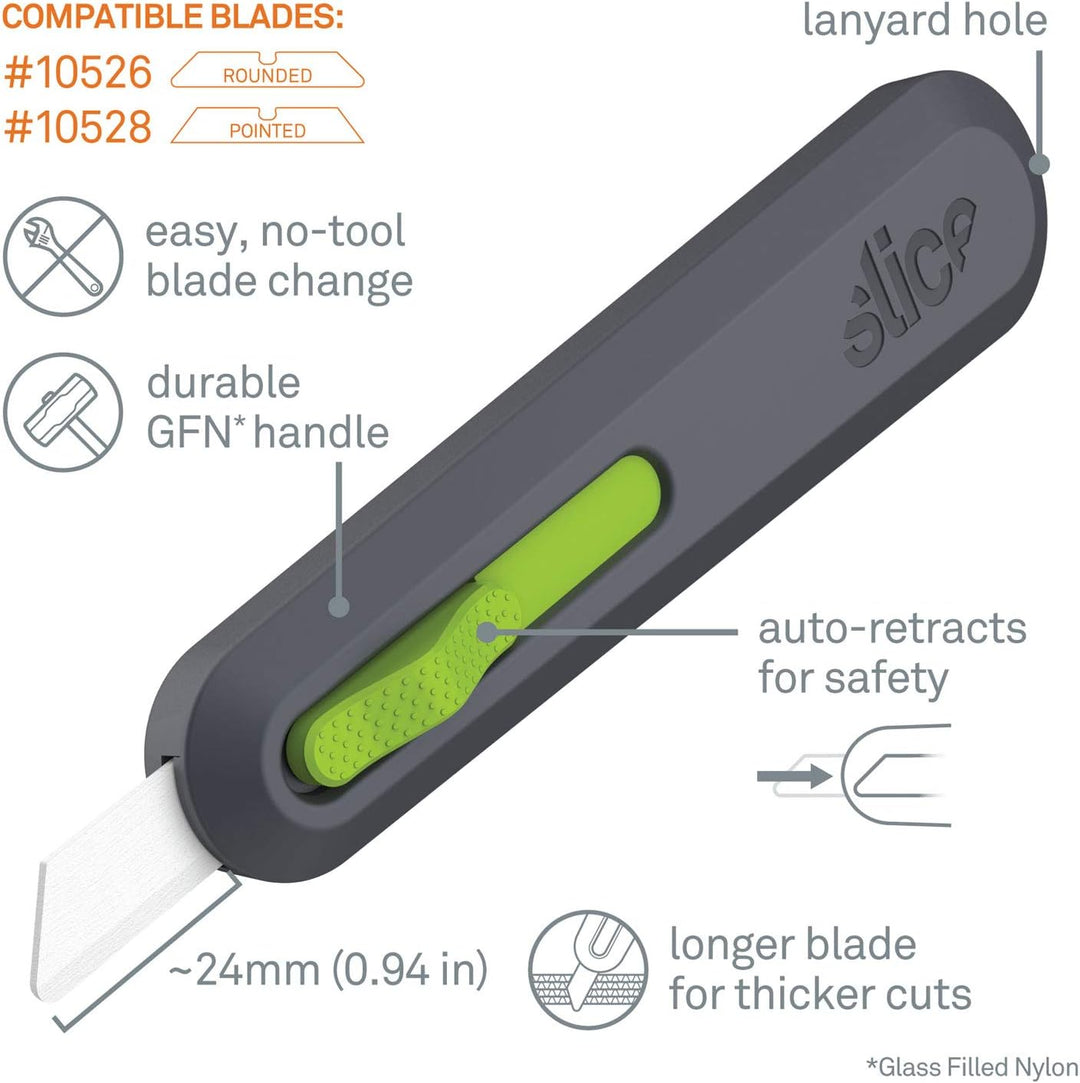 Slice 10554 | Sicherheits-Cuttermesser mit automatischem Klingenrückzug | robusten Griff aus glasfas