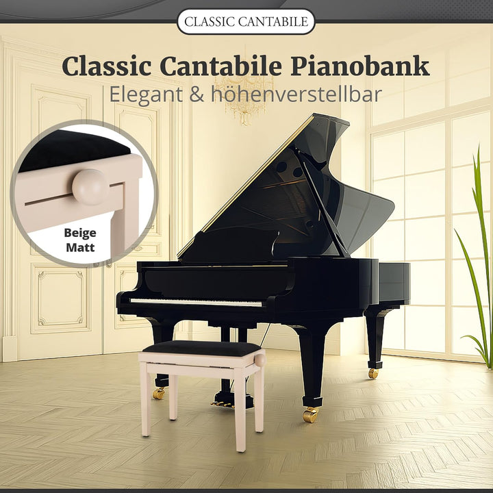 Classic Cantabile Pianobank LA matt - Höhenverstellbar von 47-56 cm - Spindelmechanik - Sitzfläche 5