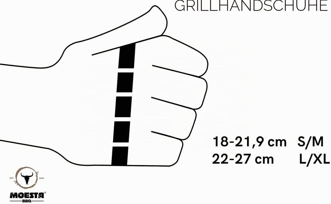 Moesta-BBQ 10375 - GrillGloves No.1 Grösse L/XL für Profis - Bis 500°C hitzebeständiger Grill- / Ofe