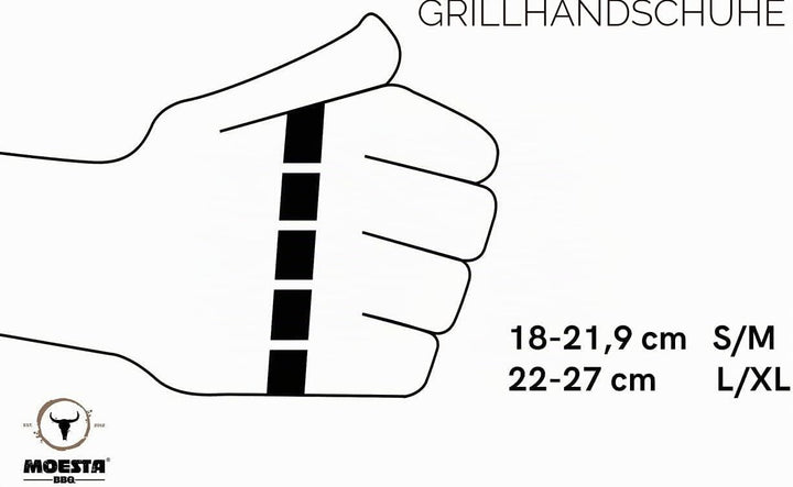 Moesta-BBQ 10375 - GrillGloves No.1 Grösse L/XL für Profis - Bis 500°C hitzebeständiger Grill- / Ofe