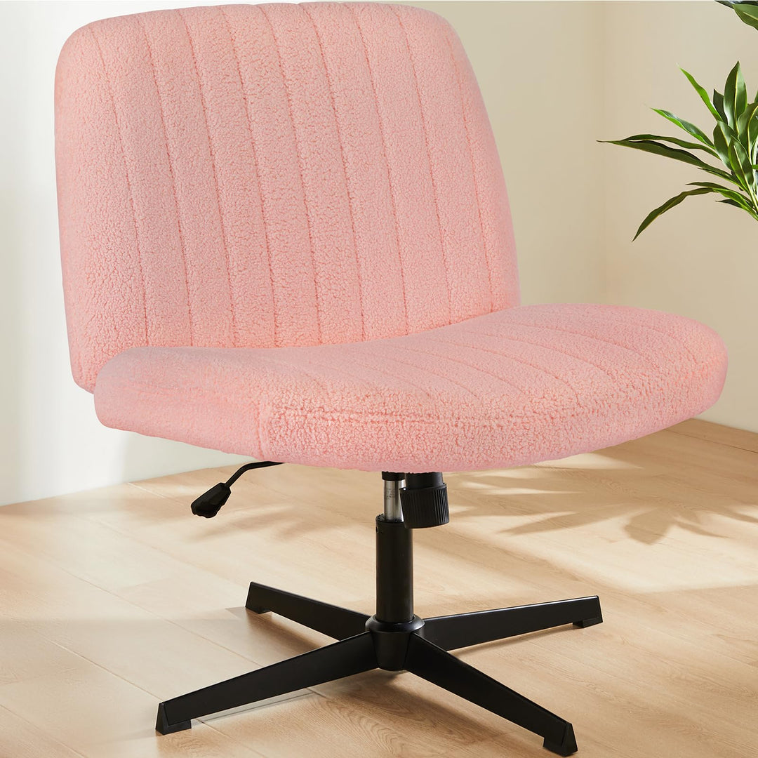 Sweetcrispy Bürostuhl Ohne Armlehnen, Schreibtischstuhl mit Teddy Velvet, Lesesessel mit Breiterem P