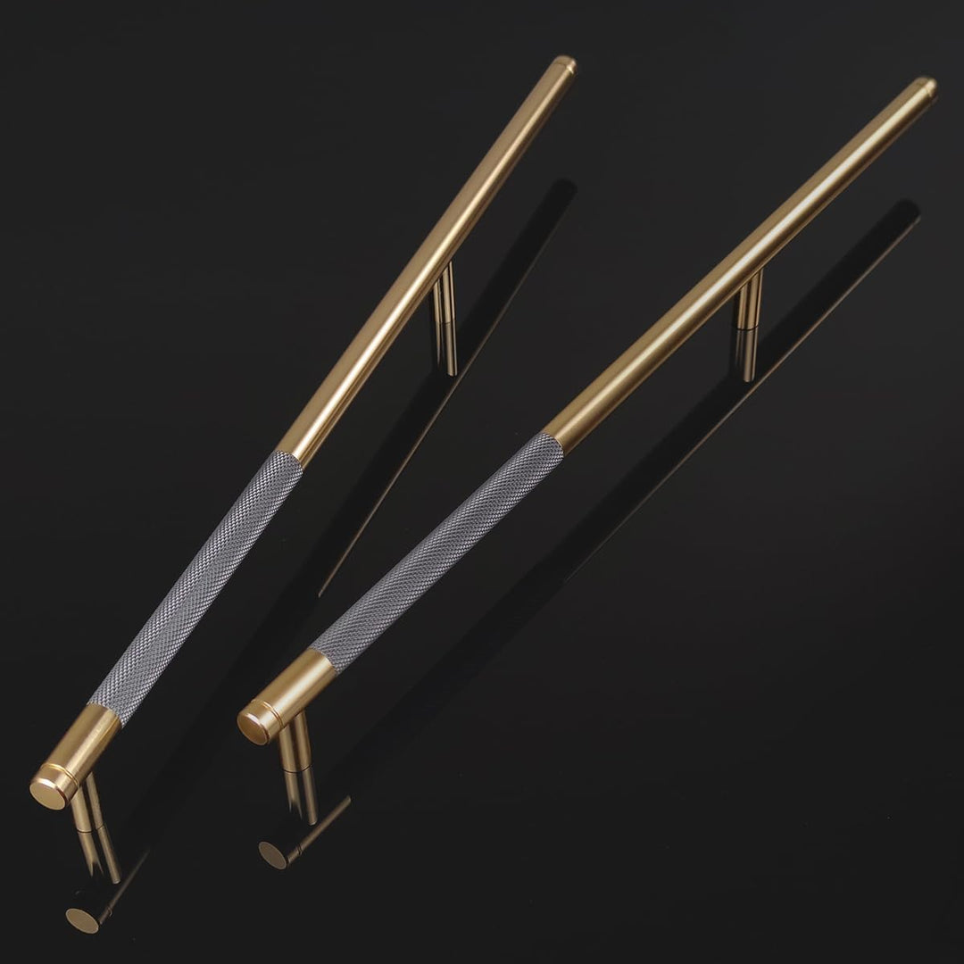 Pexintek 2 Stück Schrankgriffe Gold Moderne Griffe Möbel Möbelgriffe 256mm Lochabstand Türgriffe küc