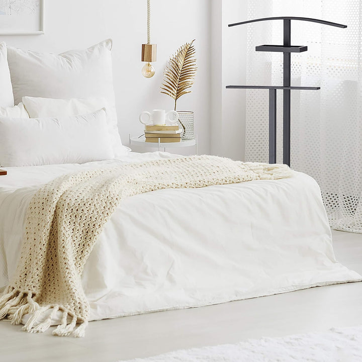 Relaxdays, schwarz Stummer Diener, Herrendiener, Kleiderbutler, mit Kleiderbügel und Hosenstange, Hx