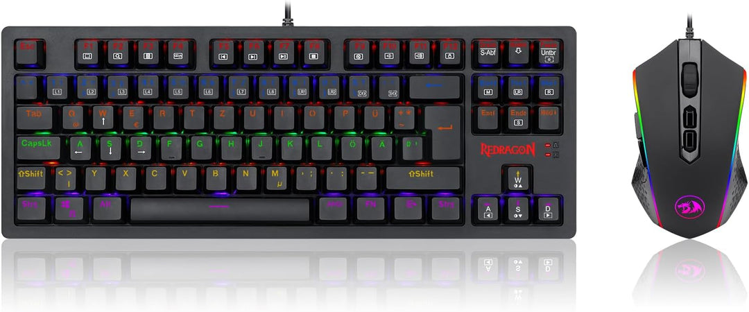 Redragon S113 Mechanische Gaming Tastatur Maus Set Regenbogen Beleuchtet mit Braunen Schaltern und R