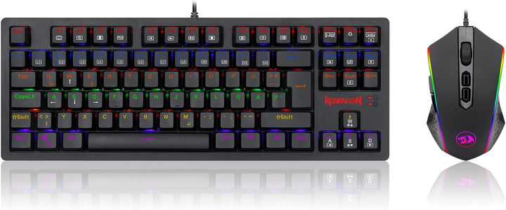 Redragon S113 Mechanische Gaming Tastatur Maus Set Regenbogen Beleuchtet mit Braunen Schaltern und R