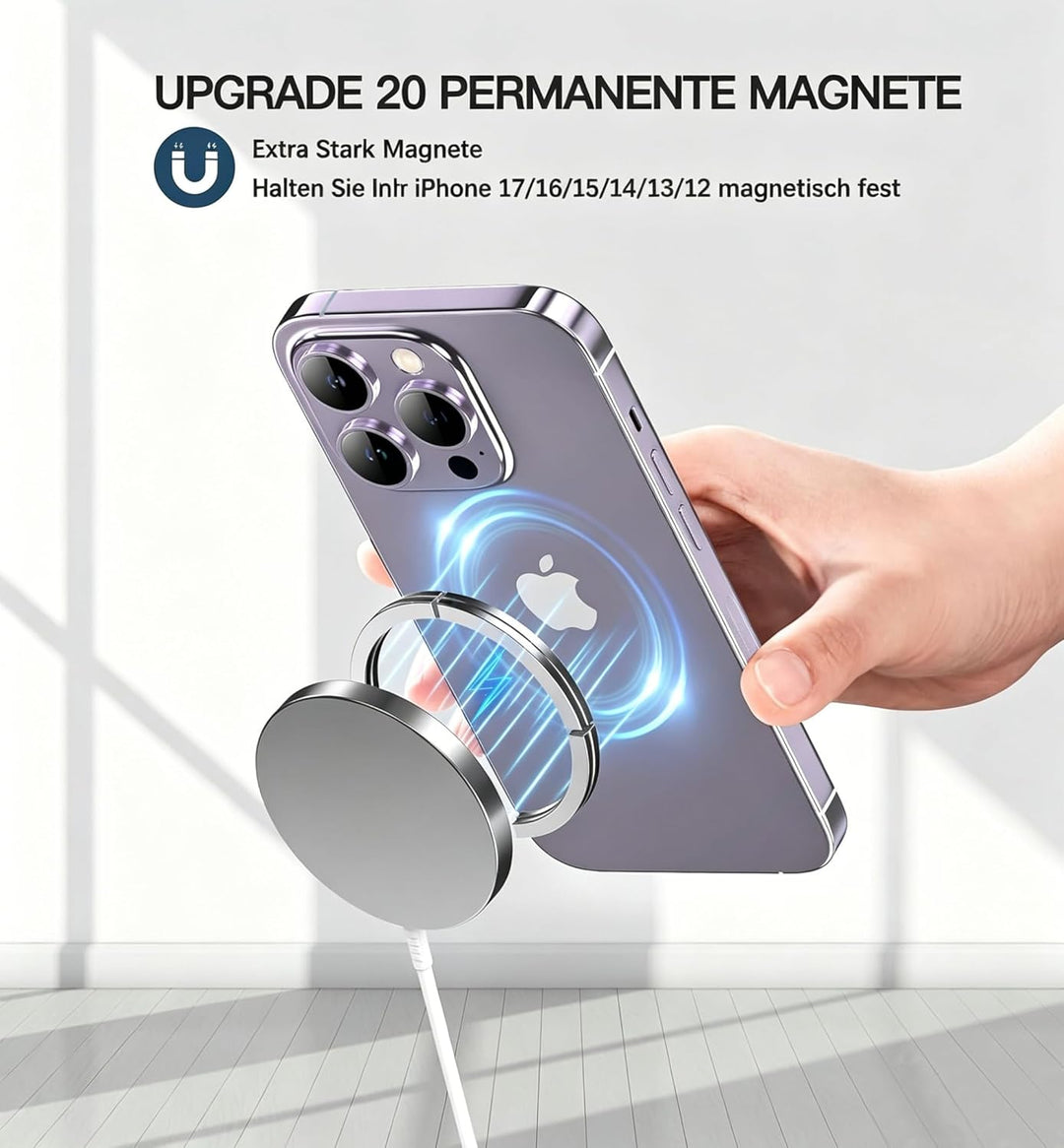 EXW für Mag-Safe Ladegerät, kabelloses Ladegerät, 15W Induktive Ladestation für iPhone 17/16/15/14/1
