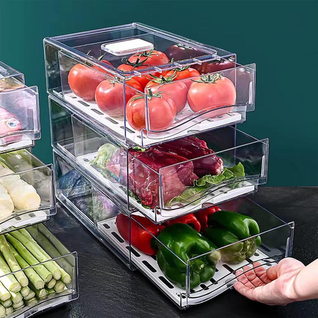 YekouMax Kühlschrank Organizer Set, Organizer Kühlschrank, Stapelbar und Wiederverwendbar, Wird für