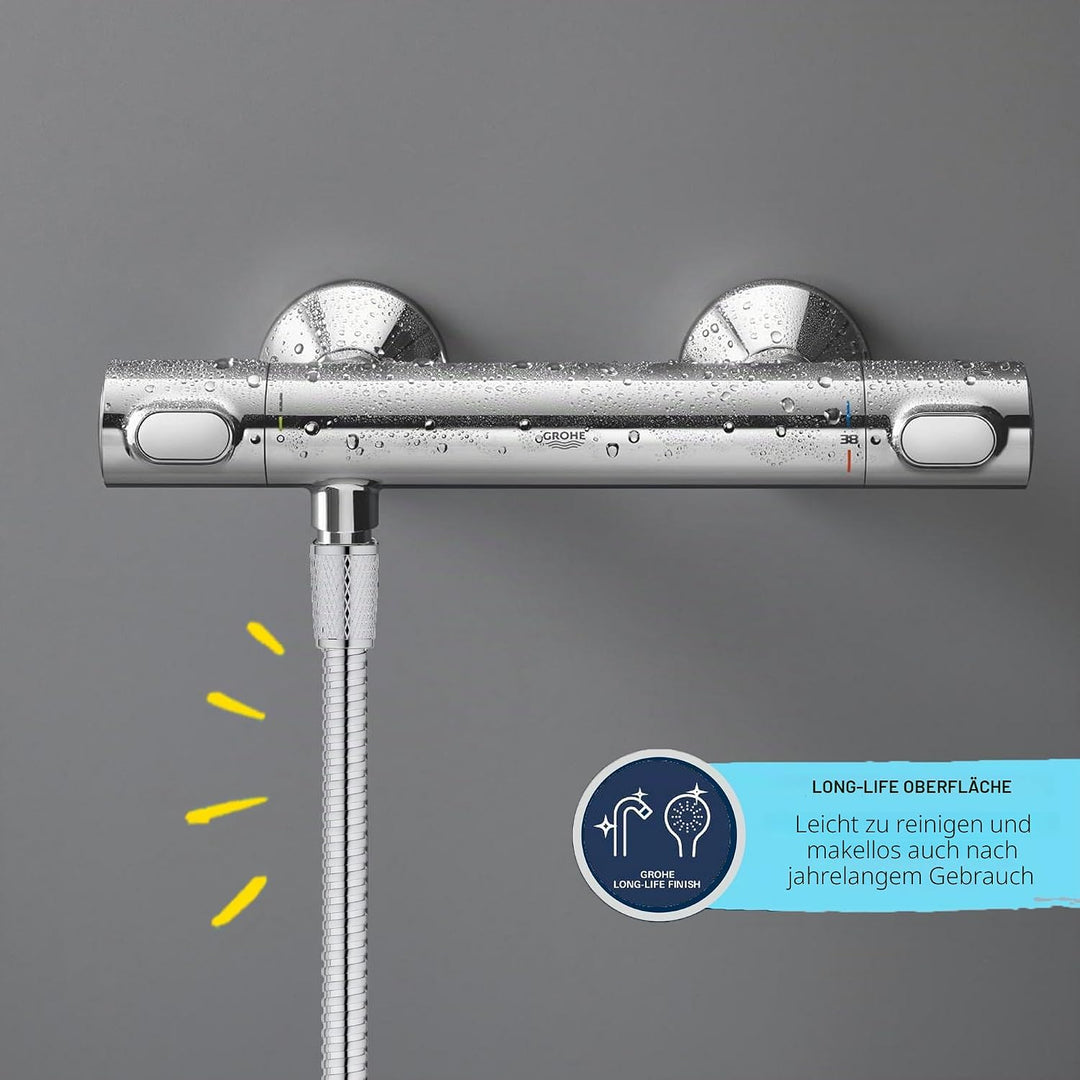 GROHE Vitalioflex - Metallbrauseschlauch (2000 mm, verstärkte Ausführung, knickfest, hitzebeständig)