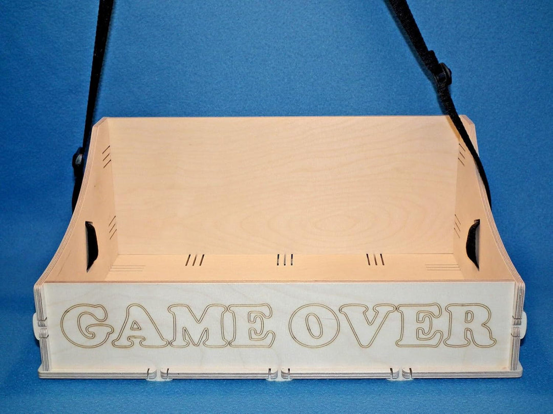 GAME OVER Bauchladen aus Holz für Hochzeit Junggesellenabschied, Fete, Party, Catering oder Feier mi