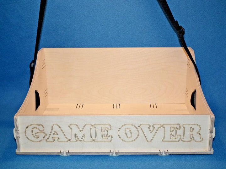 GAME OVER Bauchladen aus Holz für Hochzeit Junggesellenabschied, Fete, Party, Catering oder Feier mi