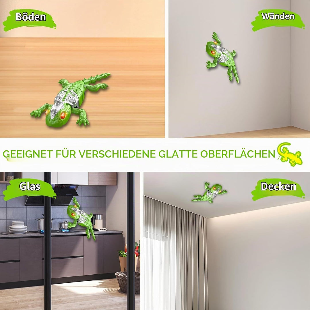 Gecko Wandflitzer, 360 ° Rotation Ferngesteuerter Gecko, Wänden Decken Entlang Krabbelt, Leuchtenden