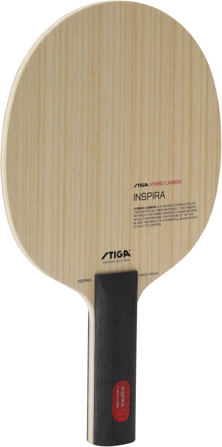 STIGA Tischtennisholz Inspira Hybrid Carbon für perfekten Spin und Starke Angriffe Gerade, Gerade