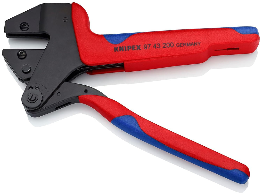 Knipex Crimp-Systemzange für auswechselbare Crimpeinsätze brüniert, mit Mehrkomponenten-Hüllen 200 m