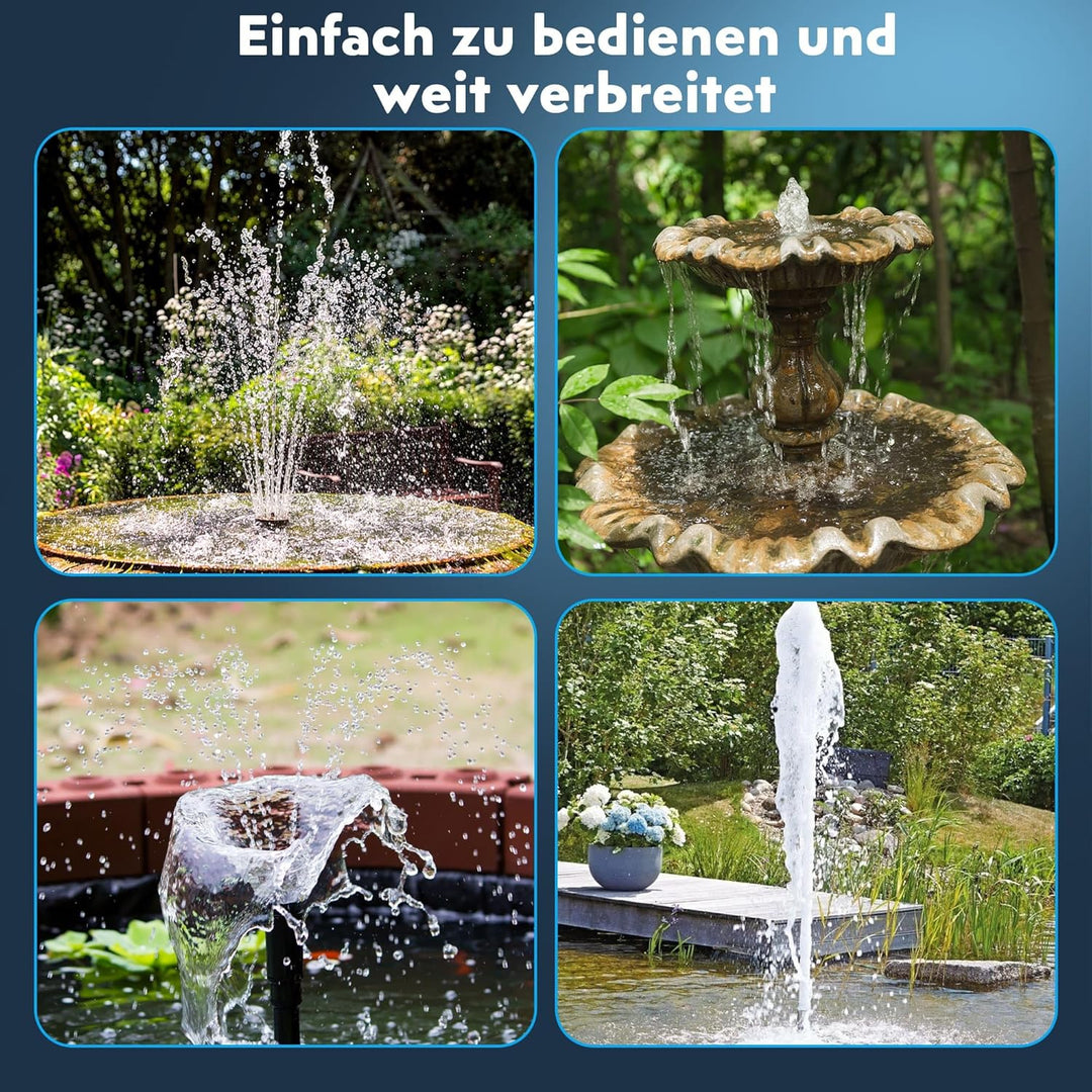 Biling 8W Teichfilter Solar mit Akku und 10 Düsen Solar Teichpumpe mit Filter für klare Teiche bis 5