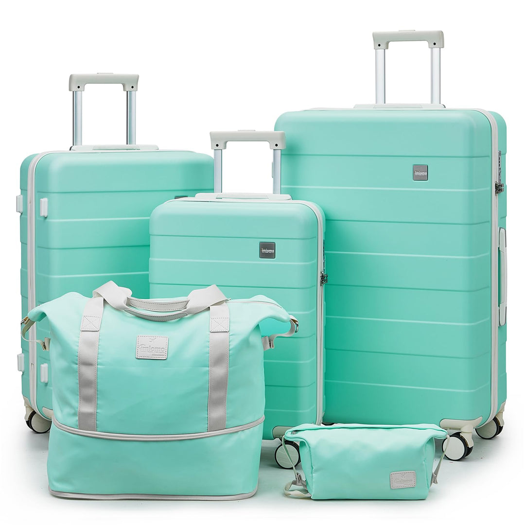 imiomo Kofferset 5tlg Hartschale mit 4 Rollen und TSA-Schloss Der Gepäcksets Enthält 1 Kosmetikkoffe