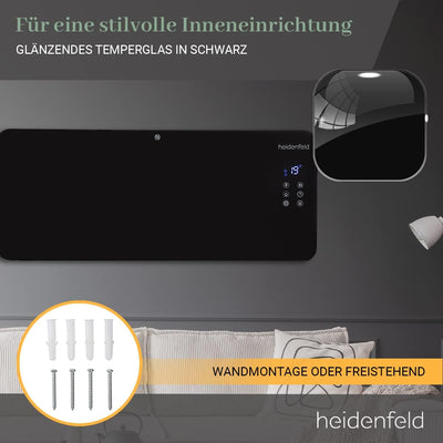 Heidenfeld Konvektor Heizung GK200 | 𝟯 𝐉𝐀𝐇𝐑𝐄 𝐆𝐀𝐑𝐀𝐍𝐓𝐈𝐄 - Glaskonvektor 2000 Watt - Heizlüfter - Heizk