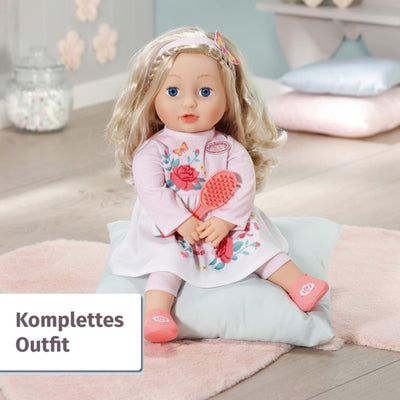 Zapf Creation 706572 Baby Annabell Sophia 43cm- weiche Stoffpuppe mit langen blonden Haaren, rosa Pu