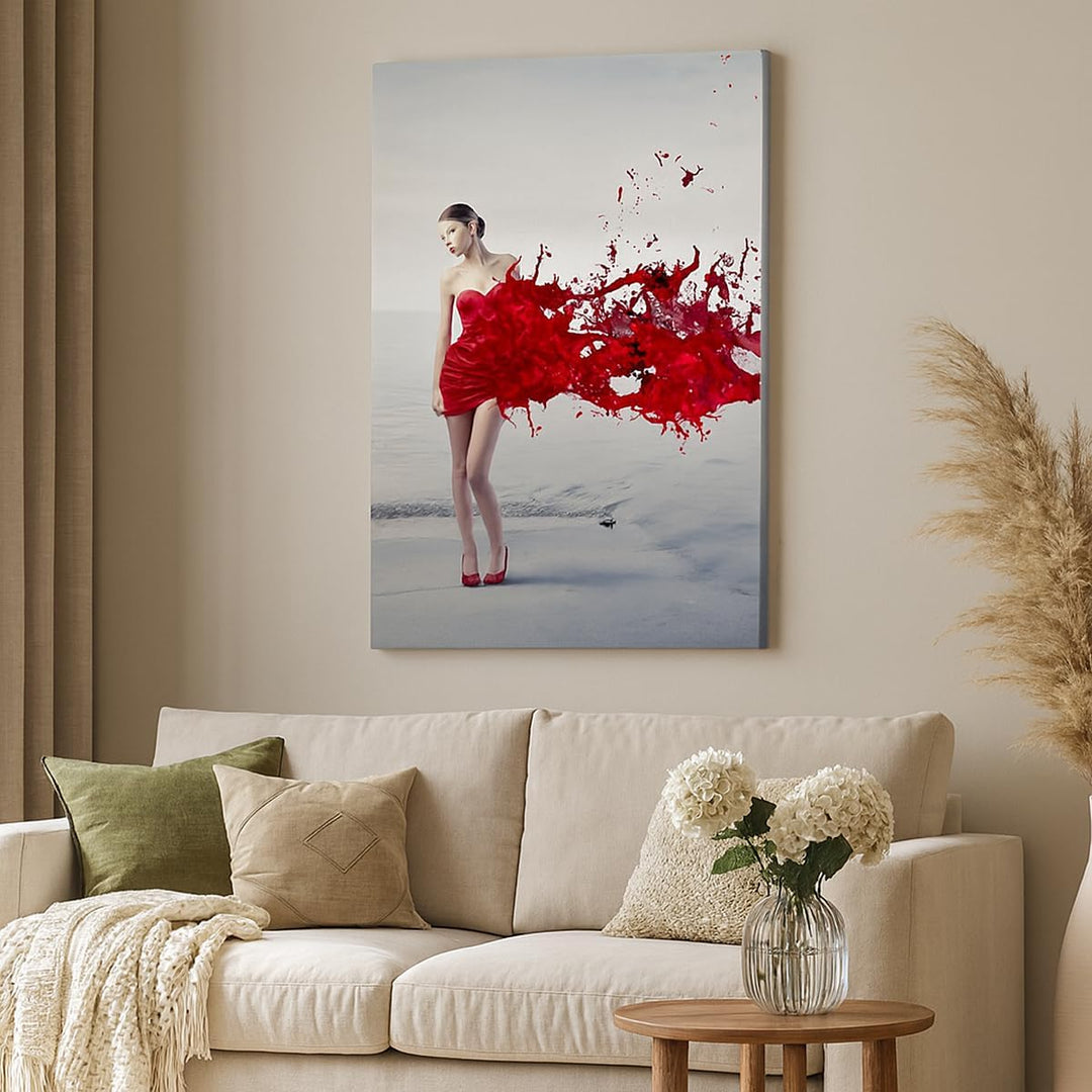 Bilder auf Leinwand 55x100cm Leinwandbild mit Rahmen Weiblich modell posieren nackt Gross Wanddeko B
