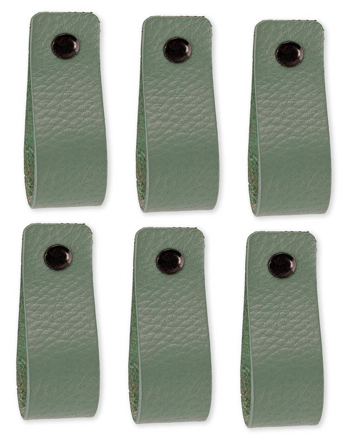 Brute Strength - Ledergriffe für Möbel - Blassgrün - 6 Stück - 16,5 x 2,5 cm - Schrankgriff, Türgrif