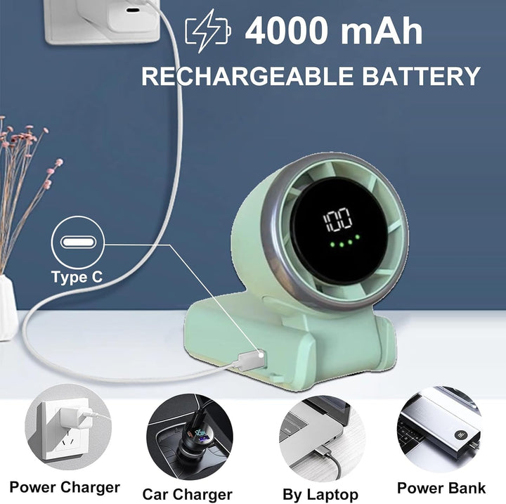 QSPORTPEAK Tragbarer Mini-Lüfter mit 4000-mAh-Akku, USB-Lüfter, faltbarer Handlüfter, turbostarker l