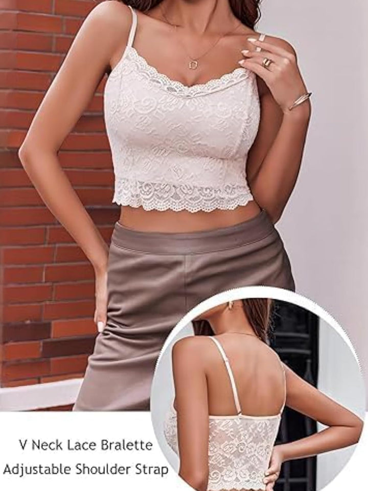Avidlove Damen Tank Top Sexy Spitze Bustier Unterhemd Sommer Ärmellose Camisole Spaghetti Basic Crop