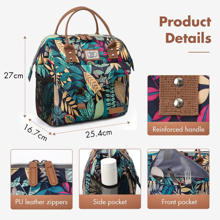 Lekesky Kühltasche Damen Lunchtasche Isolierte für Frauen Auslaufsichere Weit Geöffnete Lunchbox, 11