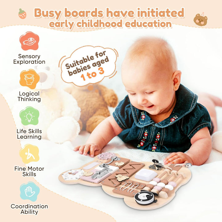 Busy Board für Kleinkinder Montessori Spielzeug 12 in 1 Activity Board Sensorik Spielzeug für 1-6 Ja