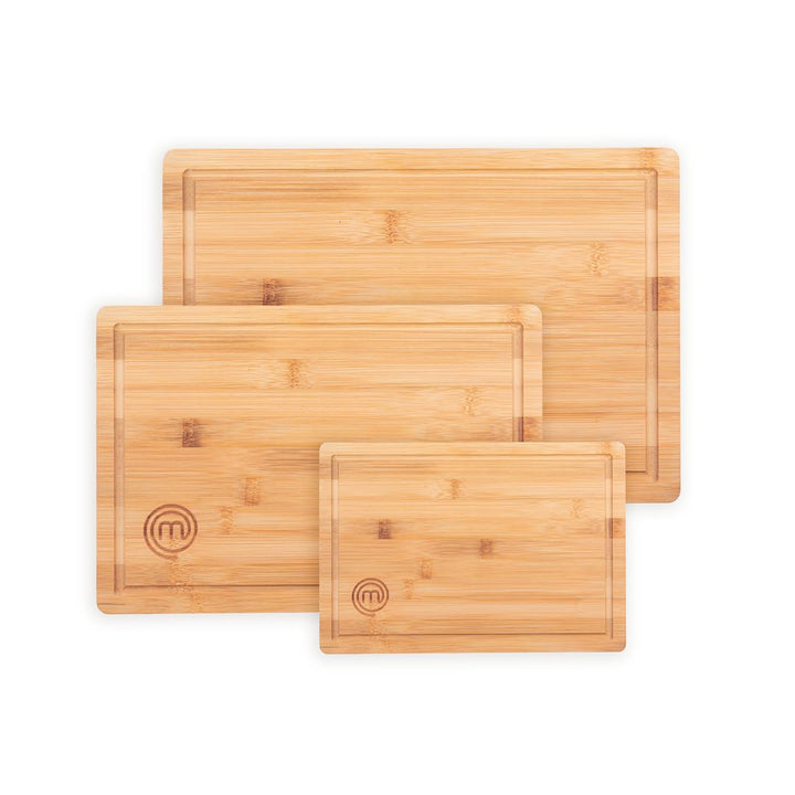 MasterChef Schneidebretter Holz, Schneidebrett Set mit Bambus Schneidebrett Gross 38cm x 27,5cm, Mit