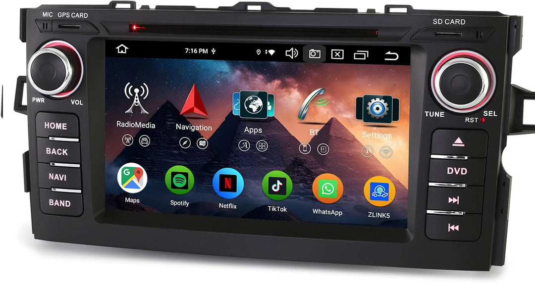ERISIN 7 Zoll 8-Kern 4GB RAM+64GB ROM Android 14 Autoradio Bluetooth GPS Navigation für Toyota Auris