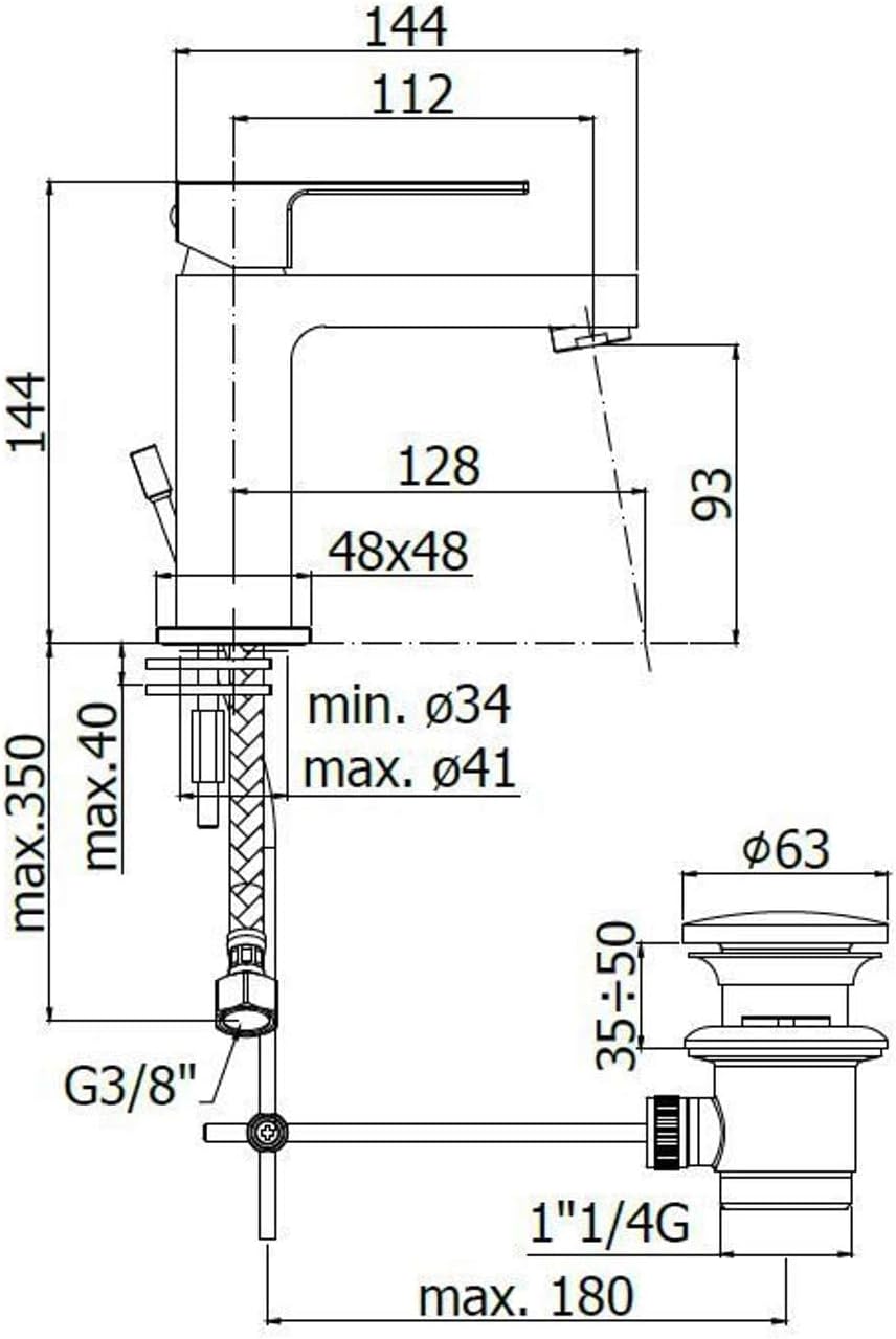 NEU WASCHBECKEN ARMATUR EFFE EF075 CR PAFFONI EFFE BAD ARMATUREN MIT DRAIN