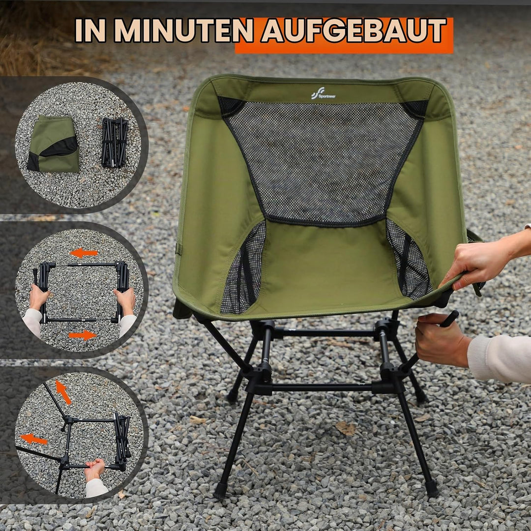 Sportneer Campingstuhl Faltbar Camping Stuhl Tragbarer Campingstühle 150Kg Faltstuhl Ultraleichter P