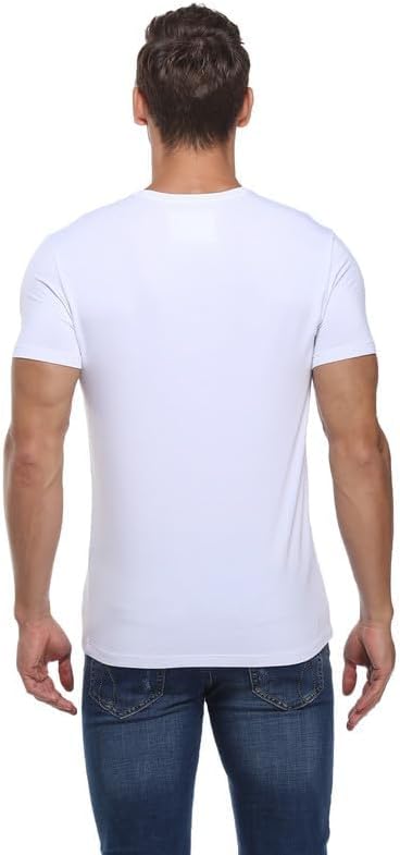 COLORFULLEAF 3/5er Pack Bambus Rundhals T-Shirt Herren Stretch Unterziehshirt Männer Einfarbig Busin