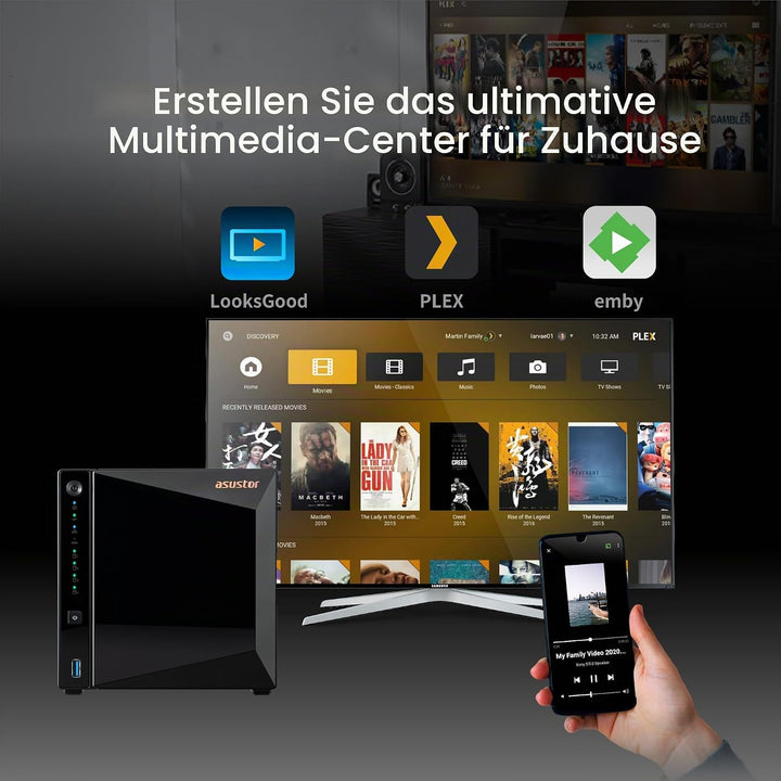 Asustor Drivestor 4 Pro Gen2 AS3304T v2, 4 Bay NAS Gehäuse Netzwerkspeicher, 1.7GHz Quad-Core, 2.5Gb