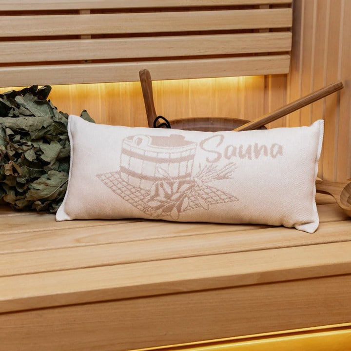 Ger3as Saunakissen Reisekissen, Baumwolle 100% Saunakissen, 50 x 22 cm Sauna Kopfkissen (Beige/Weiss