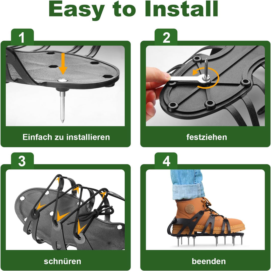 Nagelschuhe, Rasenlüfter Schuhe mit 22 Stahlspikes für Aerating Boden, Rasenbelüfter Schuhe Aerifizi