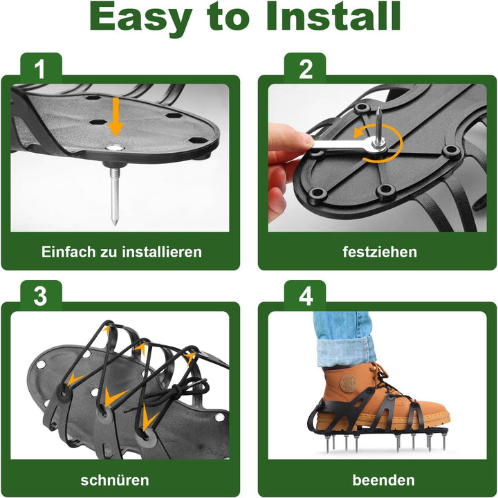 Nagelschuhe, Rasenlüfter Schuhe mit 22 Stahlspikes für Aerating Boden, Rasenbelüfter Schuhe Aerifizi
