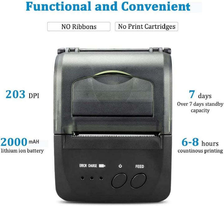 NETUM Kabelloser Bluetooth-Belegungs-Thermodrucker (DE), tragbarer persönlicher Rechnungsdrucker, 58